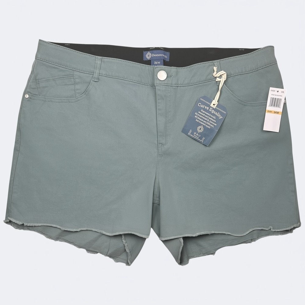 Democracy Absolution High Rise Shorts 24W Green Raw Hem W1P8099X2‎ NEW